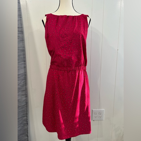 Toad&Co Pink Sheath Mini lead cerise print Dress Scoop Neck Sleeveless M NWT - Picture 6 of 9